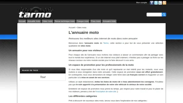 Ouverture de l'annuaire moto sur Tarmo