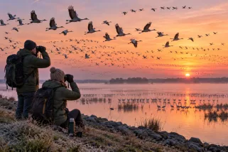 Les grues cendrées traversent le ciel de France