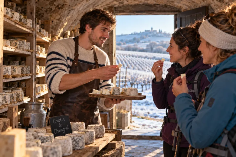 Dégustation de fromage dans une cave