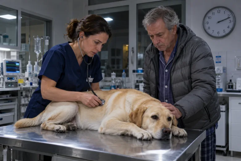 Intervention d'un vétérinaire sur un chien