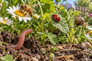 De nombreux insectes dans le jardin