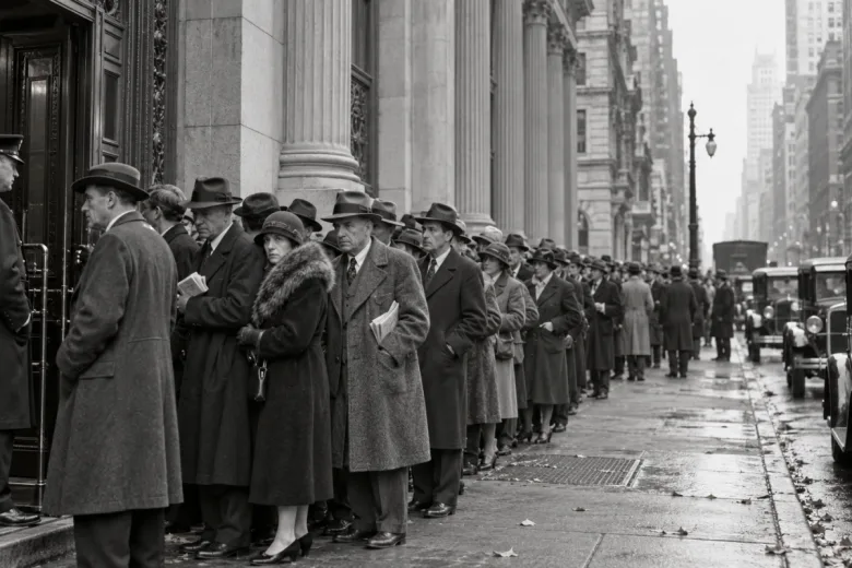 Queue devant les banques à New-York