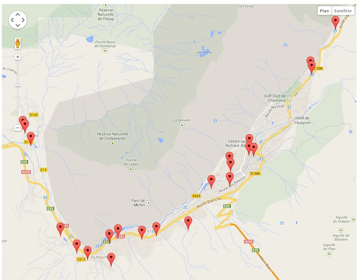 Carte des biens immobilier à Chamonix